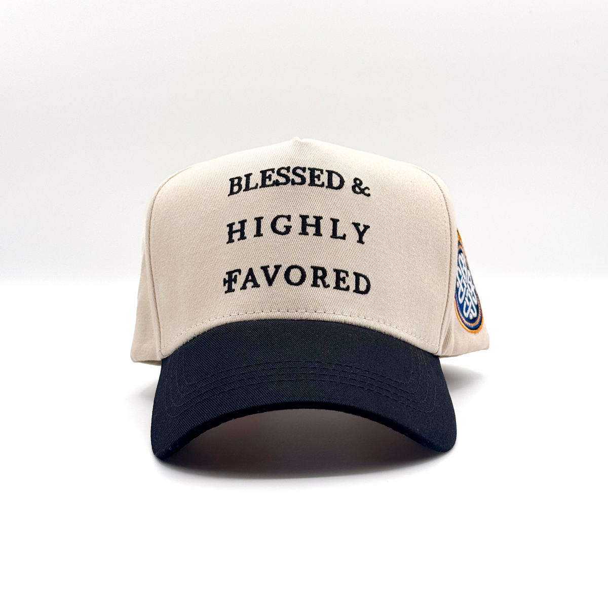 Blessed &amp; Highly Favored Snapback - Cream and Black