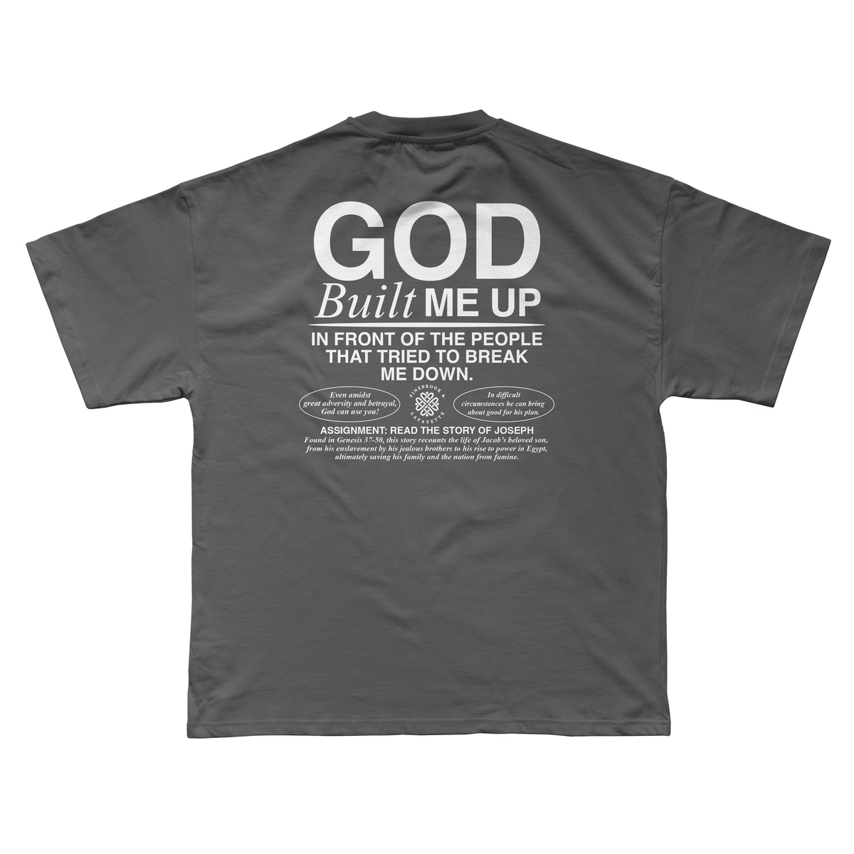 GOD BUILT ME UP (VINTAGE TEE - CHARCOAL)