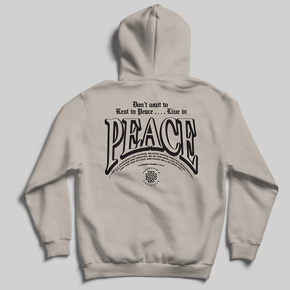 LIVE IN PEACE HOODIE (CEMENT) - Pinebrook & Lafayette