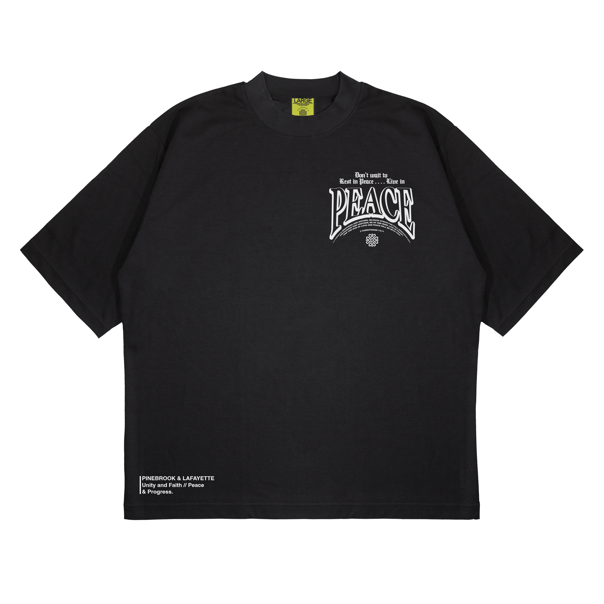LIVE IN PEACE MOCK-NECK TEE (BLACK)