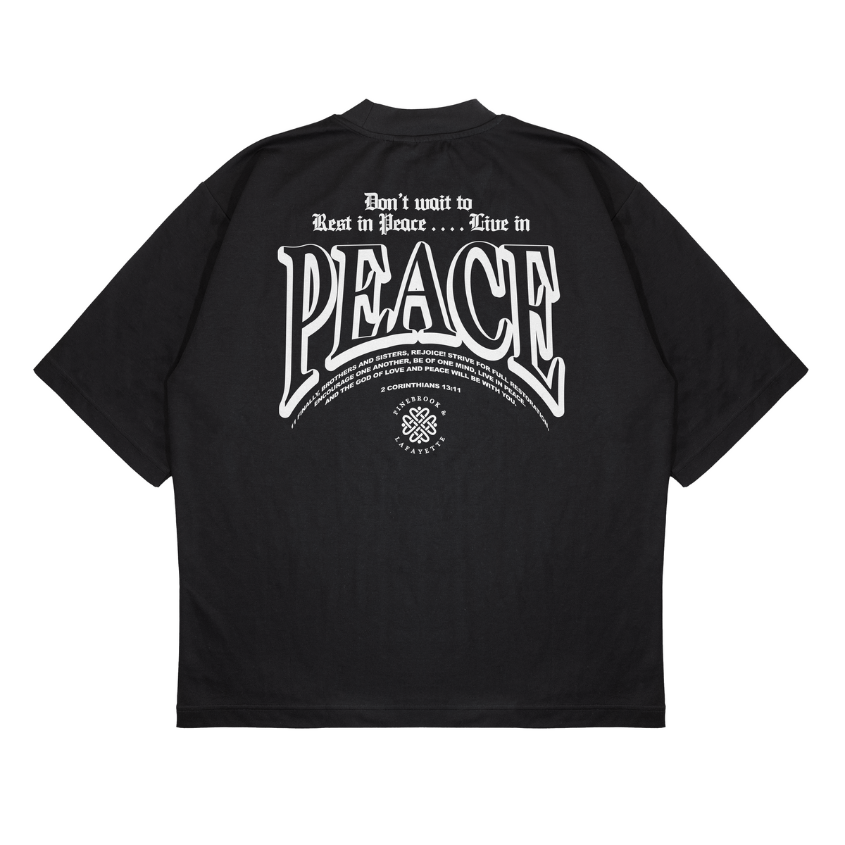 LIVE IN PEACE MOCK-NECK TEE (BLACK)