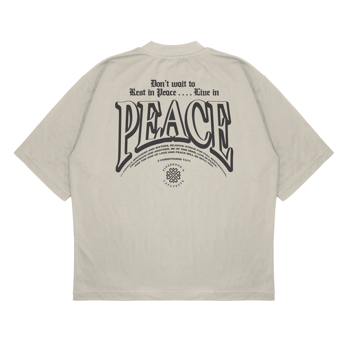 LIVE IN PEACE MOCK-NECK TEE (BONE)