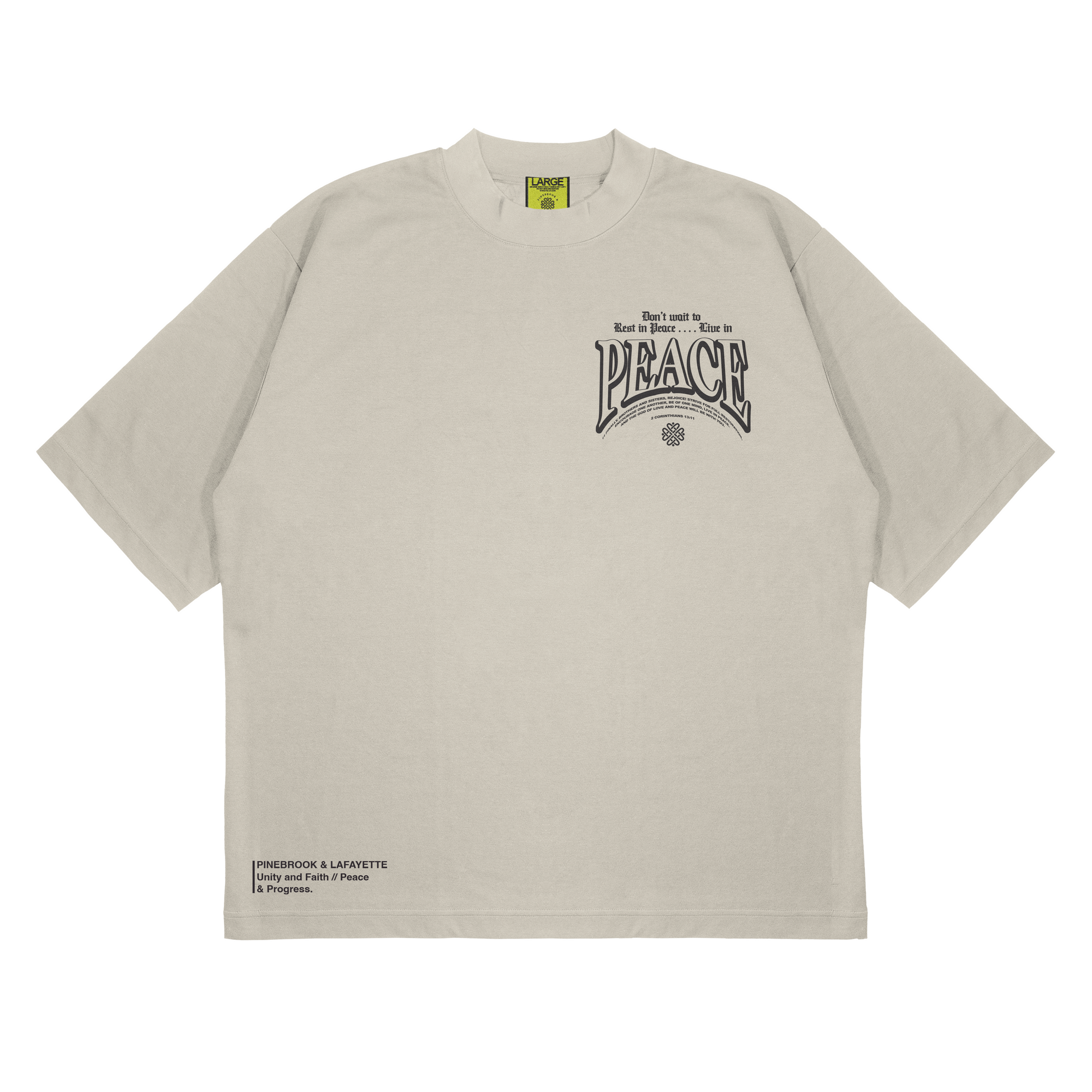 LIVE IN PEACE MOCK-NECK TEE (BONE)