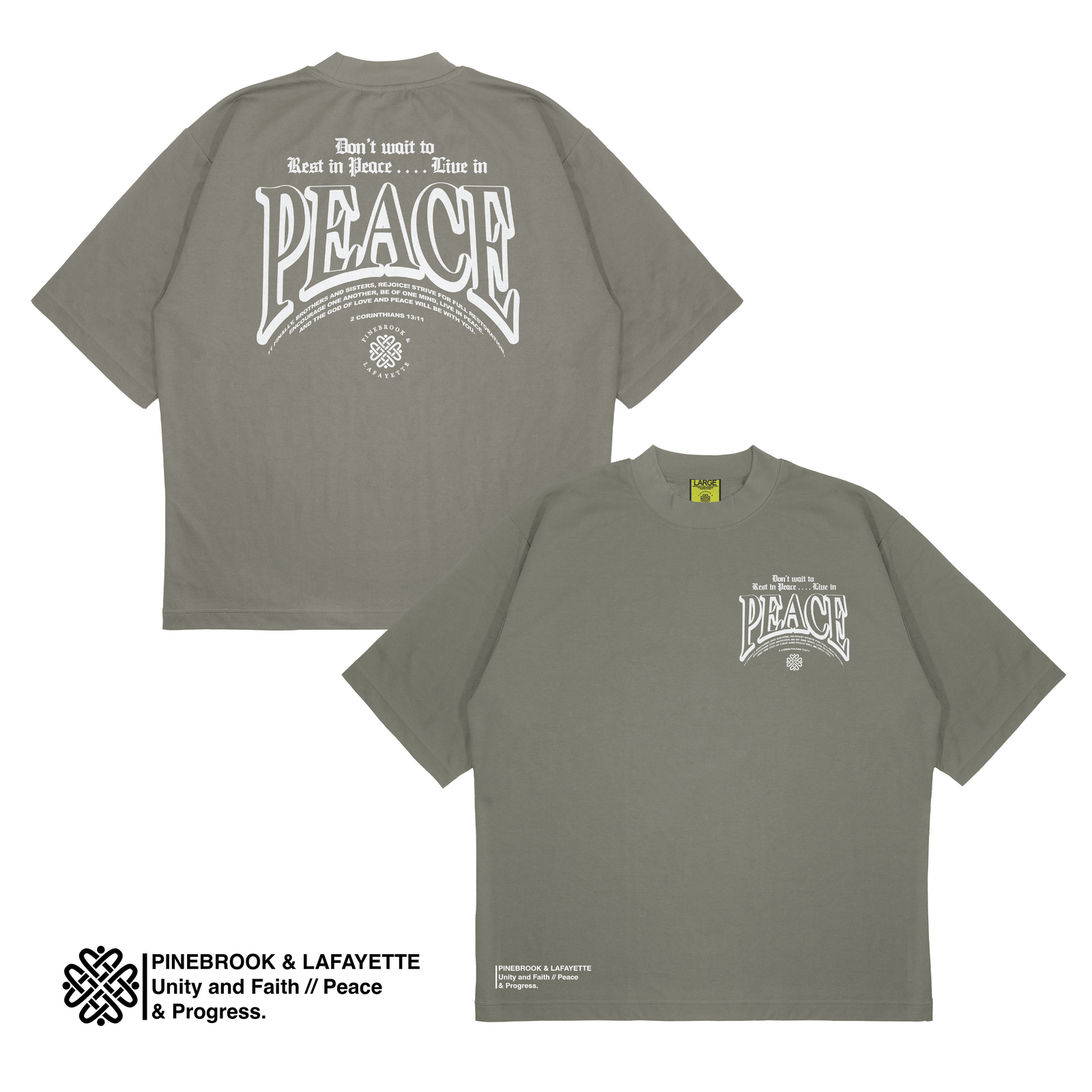 LIVE IN PEACE MOCK-NECK TEE (GREEN)