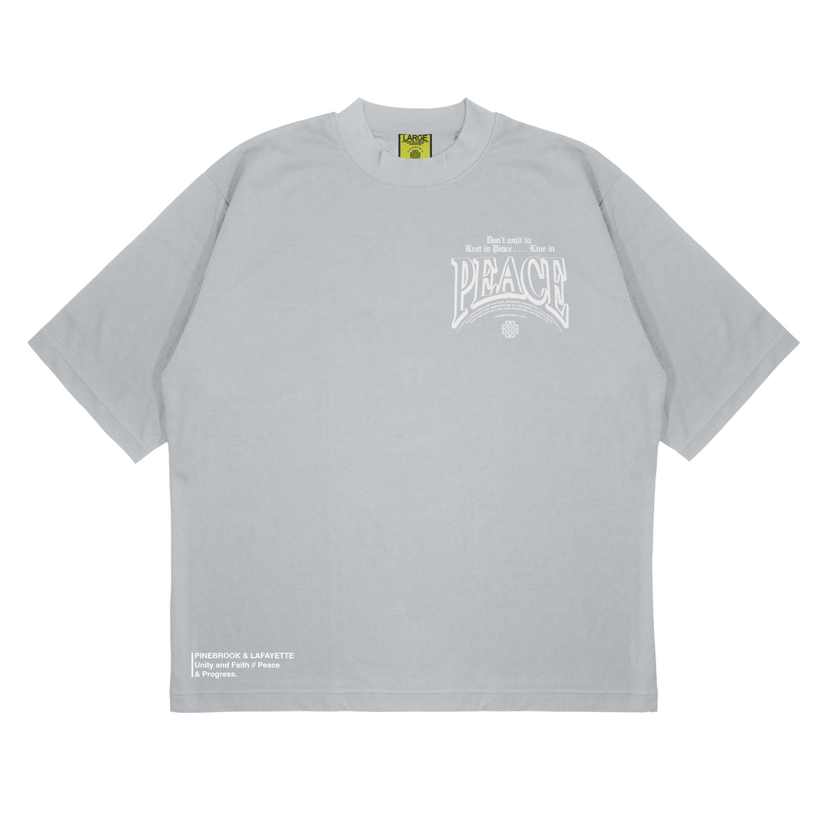 LIVE IN PEACE MOCK-NECK TEE (GREY)