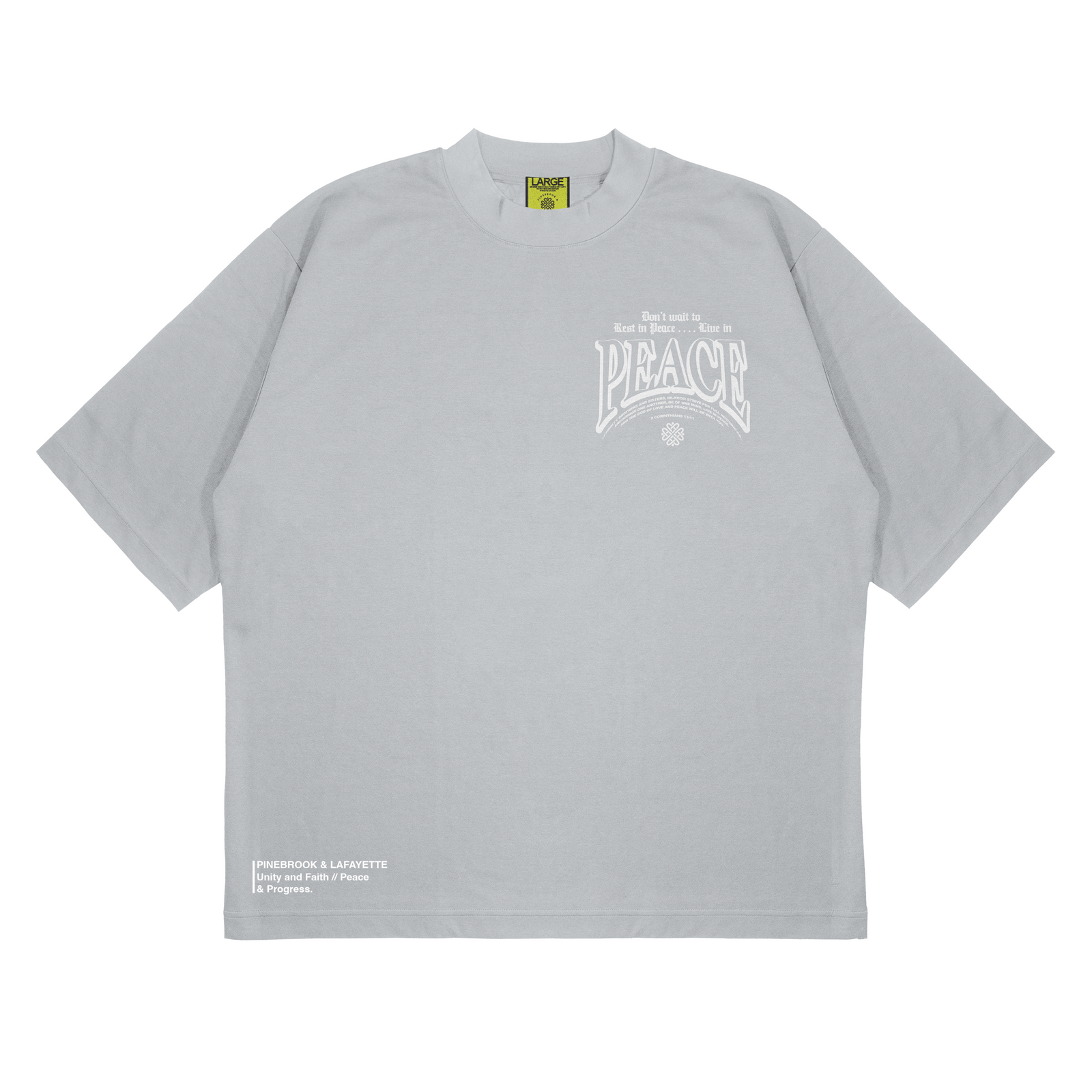 LIVE IN PEACE MOCK-NECK TEE (GREY)