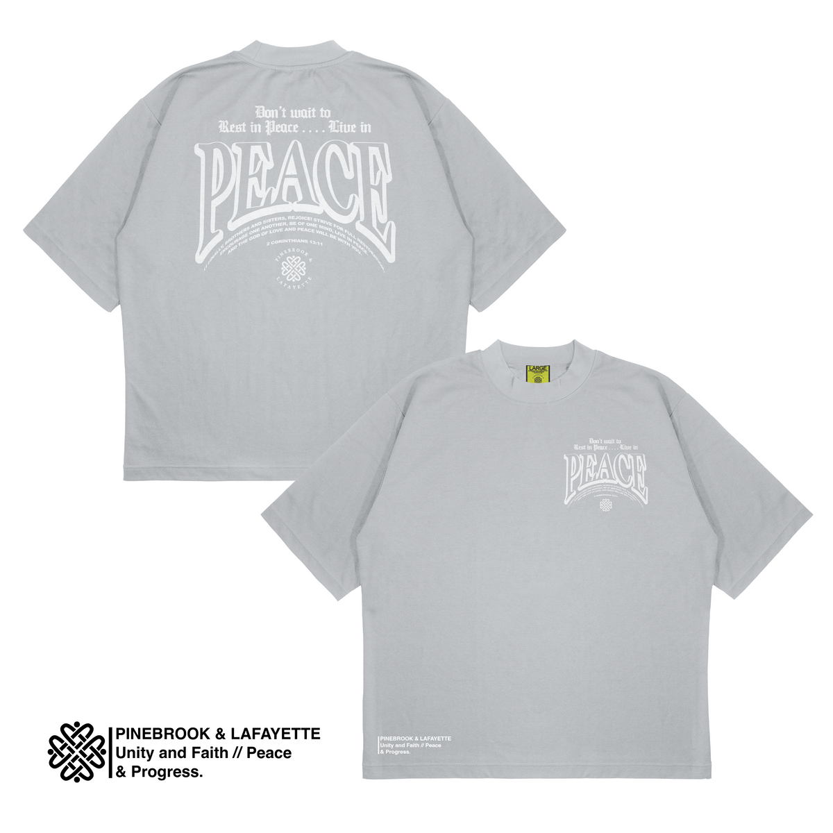 LIVE IN PEACE MOCK-NECK TEE (GREY)