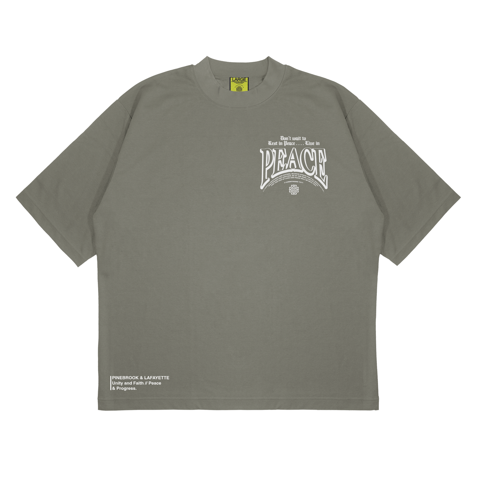 LIVE IN PEACE MOCK-NECK TEE (GREEN)