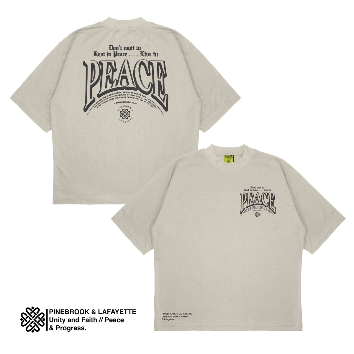 LIVE IN PEACE MOCK-NECK TEE (BONE)