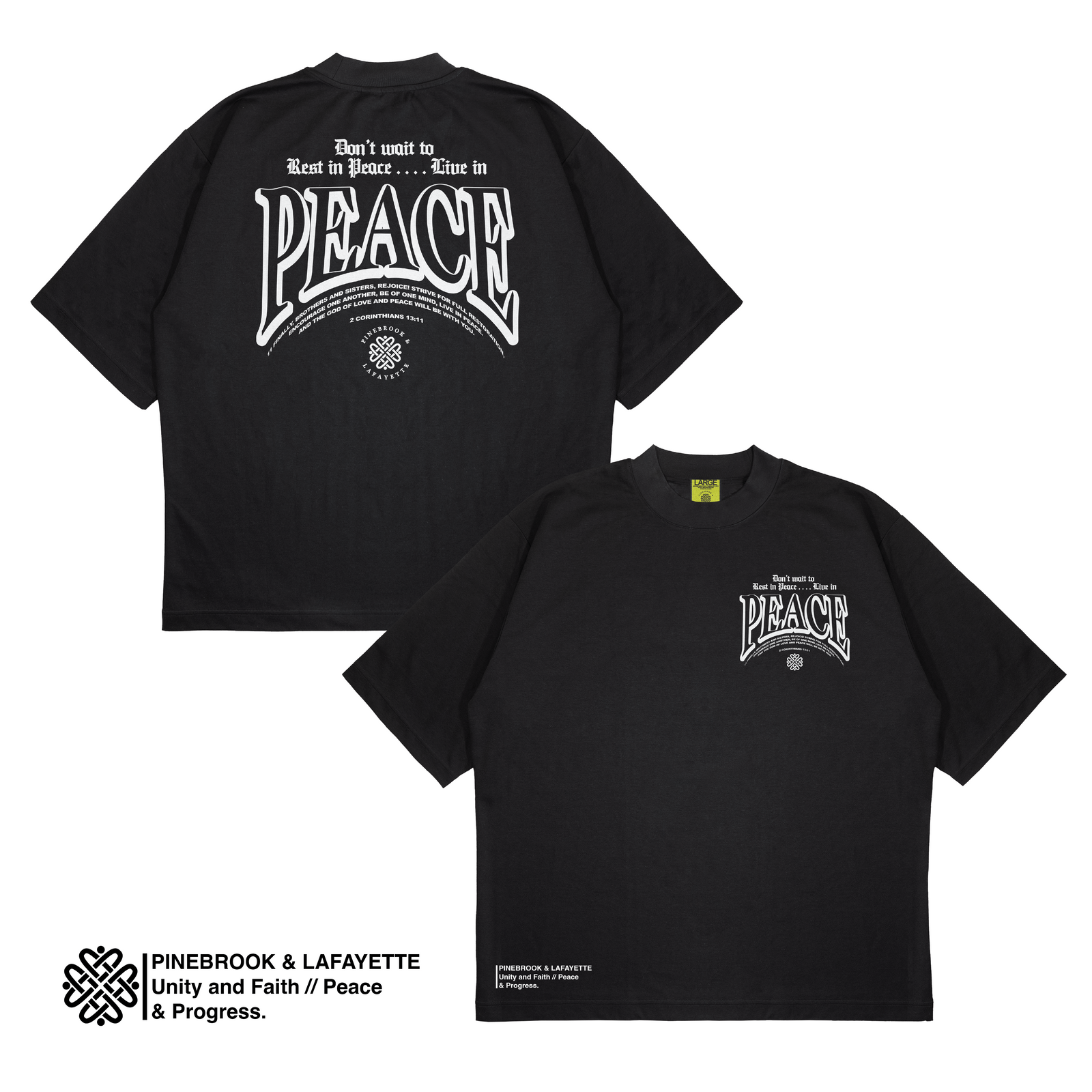 LIVE IN PEACE MOCK-NECK TEE (BLACK)